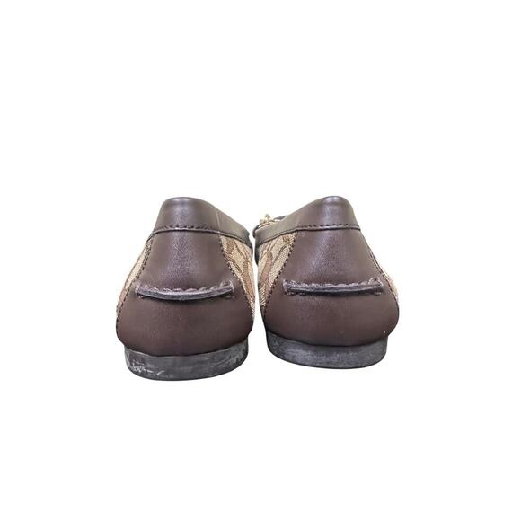 Authentic Brown Tan Coach Logo Women Size 7.5 Loafers Closed Toe Work Flats - Picture 10 of 11